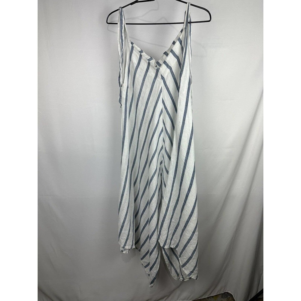 Italian White And Blue striped Linen Jumpsuit